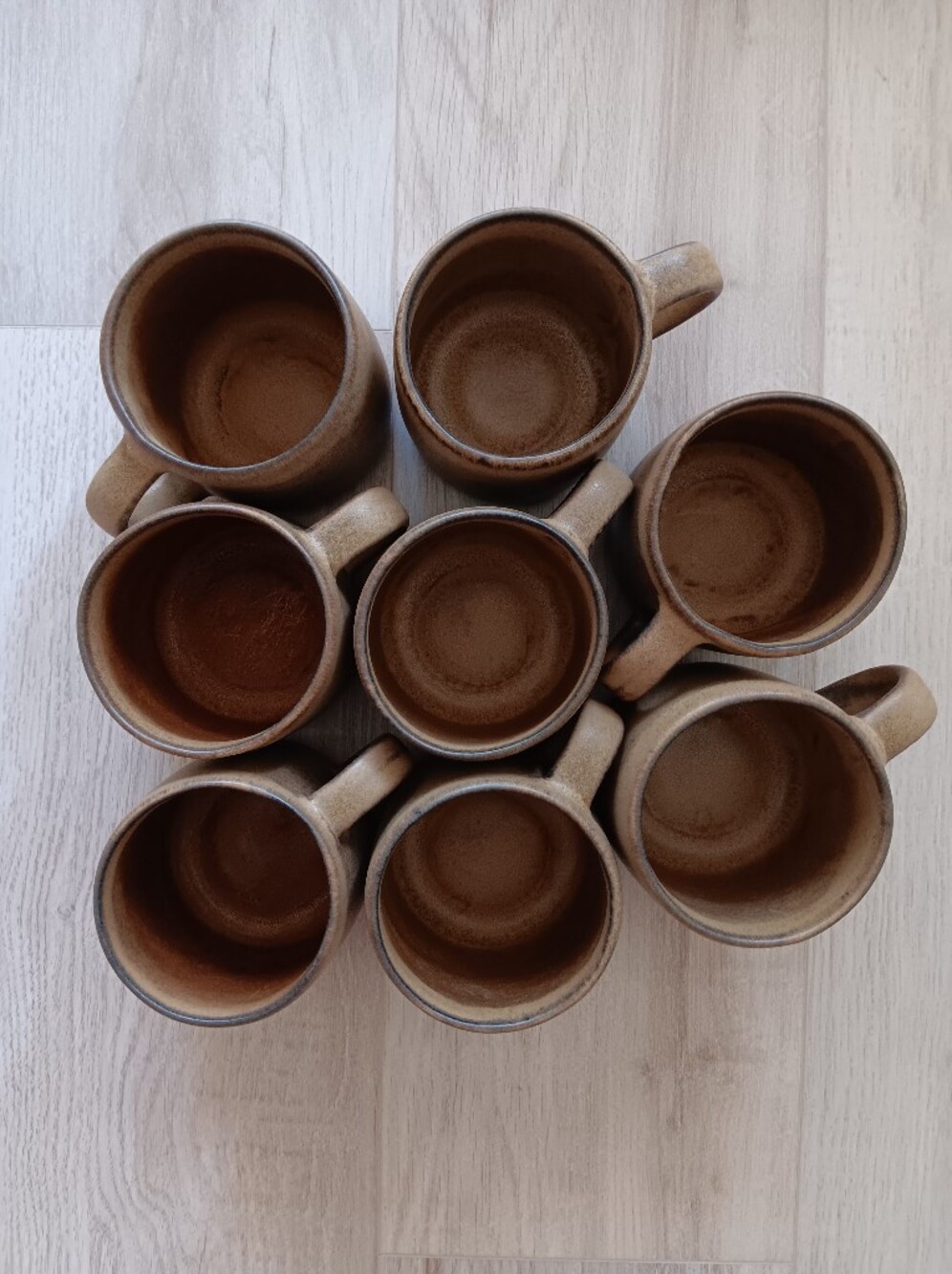 West Elm Kanto Stoneware Handled Coffee Tea Mugs Set of 8 Brown Grey Cardamom - Picture 11 of 13